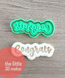 Congrats Cookie Cutter Bubble Fondant Stamp Embosser